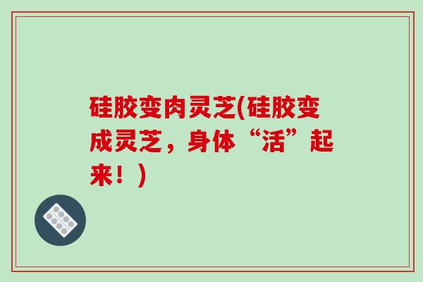 硅胶变肉灵芝(硅胶变成灵芝,身体“活”起来!)-第1张图片-破壁灵芝孢子粉研究指南 硅胶变肉灵芝(硅胶变成灵芝,身体“活”起来!)-第1张图片-破壁灵芝孢子粉研究指南