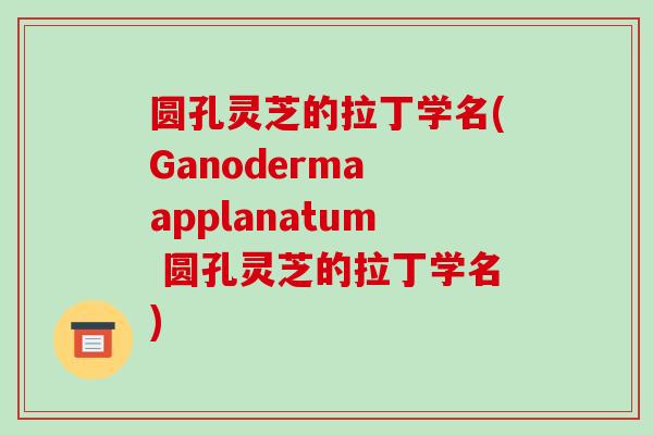 圆孔灵芝的拉丁学名(Ganoderma applanatum 圆孔灵芝的拉丁学名)-第1张图片-破壁灵芝孢子粉研究指南