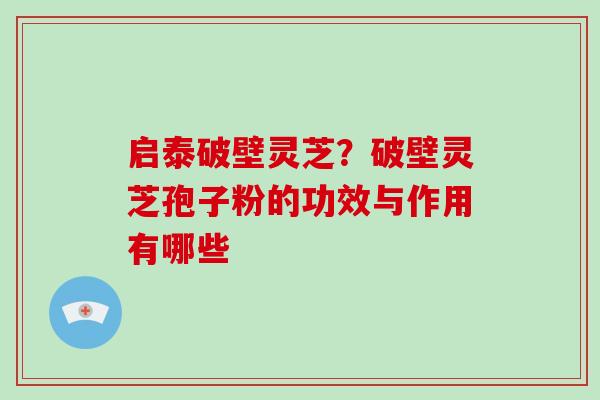 启泰破壁灵芝?破壁灵芝孢子粉的功效与作用有哪些-第1张图片-破壁灵芝孢子粉研究指南 启泰破壁灵芝?破壁灵芝孢子粉的功效与作用有哪些-第1张图片-破壁灵芝孢子粉研究指南