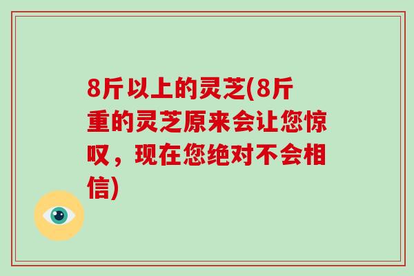 8斤以上的灵芝(8斤重的灵芝原来会让您惊叹,现在您绝对不会相信)-第1张图片-破壁灵芝孢子粉研究指南 8斤以上的灵芝(8斤重的灵芝原来会让您惊叹,现在您绝对不会相信)-第1张图片-破壁灵芝孢子粉研究指南