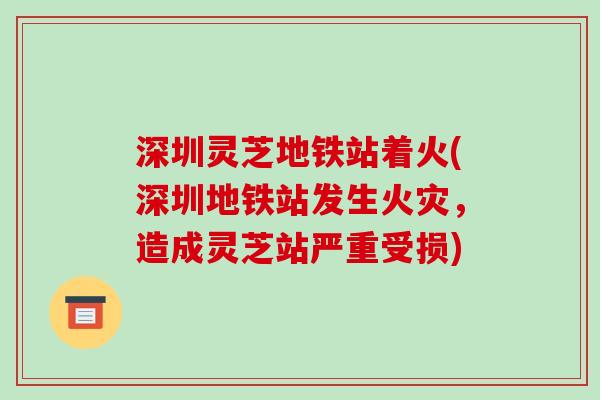 深圳灵芝地铁站着火(深圳地铁站发生火灾,造成灵芝站严重受损)-第1张图片-破壁灵芝孢子粉研究指南 深圳灵芝地铁站着火(深圳地铁站发生火灾,造成灵芝站严重受损)-第1张图片-破壁灵芝孢子粉研究指南