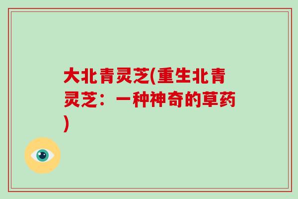 大北青灵芝(重生北青灵芝：一种神奇的草药)-第1张图片-破壁灵芝孢子粉研究指南