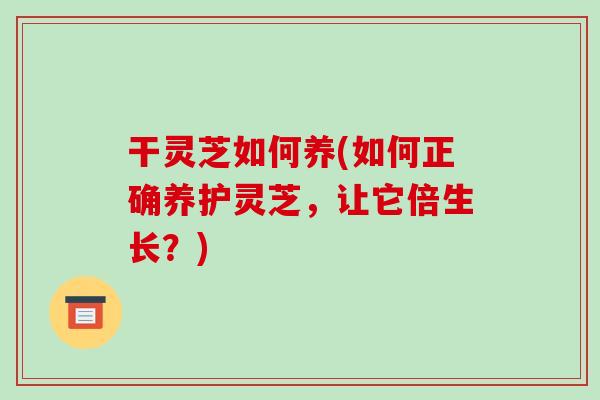 干灵芝如何养(如何正确养护灵芝,让它倍生长?)-第1张图片-破壁灵芝孢子粉研究指南 干灵芝如何养(如何正确养护灵芝,让它倍生长?)-第1张图片-破壁灵芝孢子粉研究指南