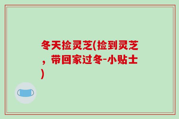 冬天捡灵芝(捡到灵芝，带回家过冬-小贴士)-第1张图片-破壁灵芝孢子粉研究指南