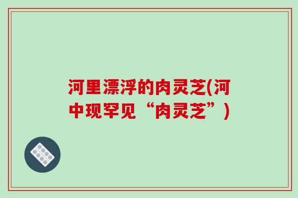 河里漂浮的肉灵芝(河中现罕见“肉灵芝”)-第1张图片-破壁灵芝孢子粉研究指南