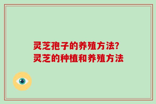 灵芝孢子的养殖方法?灵芝的种植和养殖方法-第1张图片-破壁灵芝孢子粉研究指南 灵芝孢子的养殖方法?灵芝的种植和养殖方法-第1张图片-破壁灵芝孢子粉研究指南