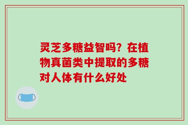 灵芝多糖益智吗?在植物真菌类中提取的多糖对人体有什么好处-第1张图片-破壁灵芝孢子粉研究指南 灵芝多糖益智吗?在植物真菌类中提取的多糖对人体有什么好处-第1张图片-破壁灵芝孢子粉研究指南
