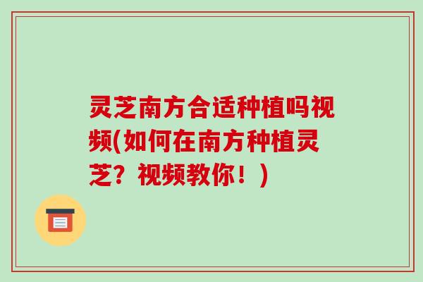 灵芝南方合适种植吗视频(如何在南方种植灵芝?视频教你!)-第1张图片-破壁灵芝孢子粉研究指南 灵芝南方合适种植吗视频(如何在南方种植灵芝?视频教你!)-第1张图片-破壁灵芝孢子粉研究指南