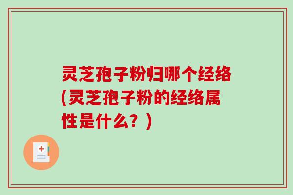 灵芝孢子粉归哪个经络(灵芝孢子粉的经络属性是什么?)-第1张图片-破壁灵芝孢子粉研究指南 灵芝孢子粉归哪个经络(灵芝孢子粉的经络属性是什么?)-第1张图片-破壁灵芝孢子粉研究指南