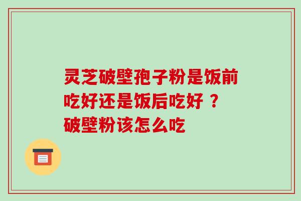 灵芝破壁孢子粉是饭前吃好还是饭后吃好 ？破壁粉该怎么吃-第1张图片-破壁灵芝孢子粉研究指南