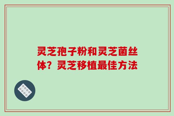灵芝孢子粉和灵芝菌丝体?灵芝移植最佳方法-第1张图片-破壁灵芝孢子粉研究指南 灵芝孢子粉和灵芝菌丝体?灵芝移植最佳方法-第1张图片-破壁灵芝孢子粉研究指南