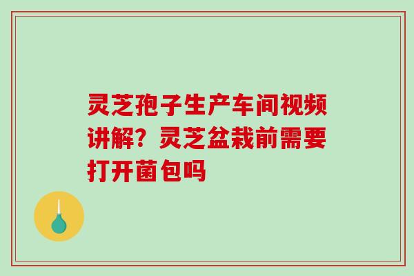 灵芝孢子生产车间视频讲解?灵芝盆栽前需要打开菌包吗-第1张图片-破壁灵芝孢子粉研究指南 灵芝孢子生产车间视频讲解?灵芝盆栽前需要打开菌包吗-第1张图片-破壁灵芝孢子粉研究指南