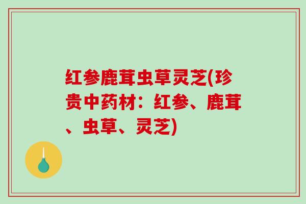 红参鹿茸虫草灵芝(珍贵中药材:红参、鹿茸、虫草、灵芝)-第1张图片-破壁灵芝孢子粉研究指南 红参鹿茸虫草灵芝(珍贵中药材:红参、鹿茸、虫草、灵芝)-第1张图片-破壁灵芝孢子粉研究指南