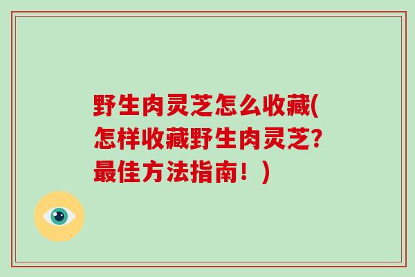 野生肉灵芝怎么收藏(怎样收藏野生肉灵芝？最佳方法指南！)-第1张图片-破壁灵芝孢子粉研究指南