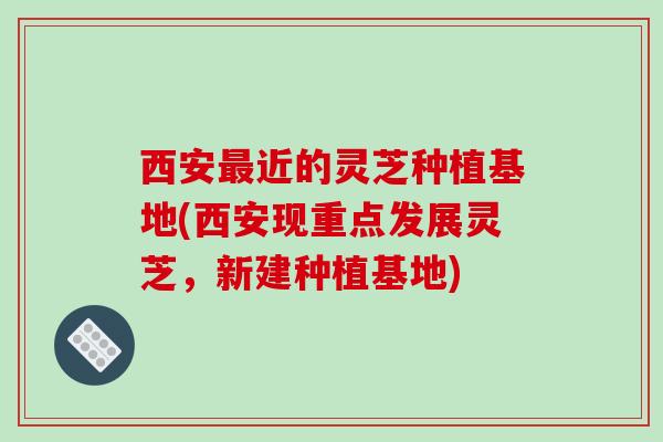 西安最近的灵芝种植基地(西安现重点发展灵芝,新建种植基地)-第1张图片-破壁灵芝孢子粉研究指南 西安最近的灵芝种植基地(西安现重点发展灵芝,新建种植基地)-第1张图片-破壁灵芝孢子粉研究指南
