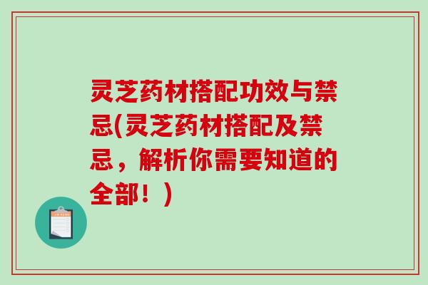 灵芝药材搭配功效与禁忌(灵芝药材搭配及禁忌,解析你需要知道的全部!)-第1张图片-破壁灵芝孢子粉研究指南 灵芝药材搭配功效与禁忌(灵芝药材搭配及禁忌,解析你需要知道的全部!)-第1张图片-破壁灵芝孢子粉研究指南