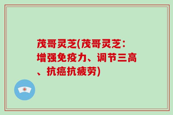 茂哥灵芝(茂哥灵芝：增强免疫力、调节三高、抗癌抗疲劳)-第1张图片-破壁灵芝孢子粉研究指南