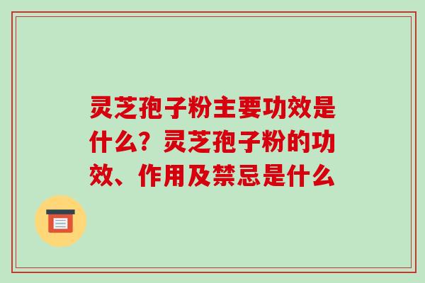 灵芝孢子粉主要功效是什么？灵芝孢子粉的功效、作用及禁忌是什么-第1张图片-破壁灵芝孢子粉研究指南