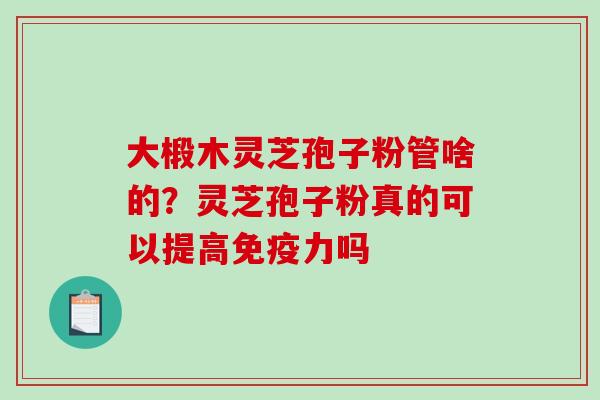 大椴木灵芝孢子粉管啥的?灵芝孢子粉真的可以提高免疫力吗-第1张图片-破壁灵芝孢子粉研究指南 大椴木灵芝孢子粉管啥的?灵芝孢子粉真的可以提高免疫力吗-第1张图片-破壁灵芝孢子粉研究指南