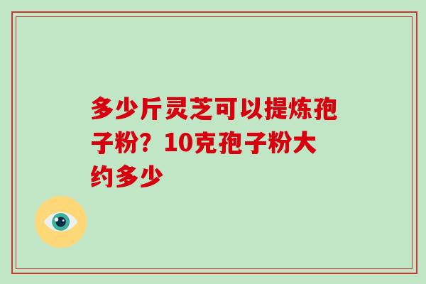 多少斤灵芝可以提炼孢子粉?10克孢子粉大约多少-第1张图片-破壁灵芝孢子粉研究指南 多少斤灵芝可以提炼孢子粉?10克孢子粉大约多少-第1张图片-破壁灵芝孢子粉研究指南