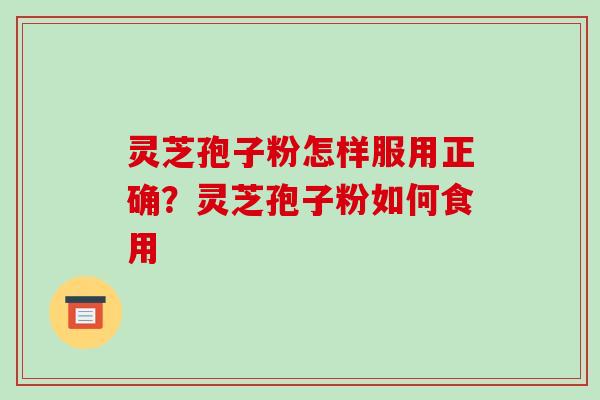 灵芝孢子粉怎样服用正确？灵芝孢子粉如何食用-第1张图片-破壁灵芝孢子粉研究指南