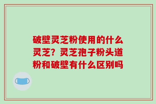 破壁灵芝粉使用的什么灵芝？灵芝孢子粉头道粉和破壁有什么区别吗-第1张图片-破壁灵芝孢子粉研究指南
