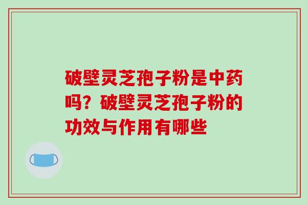 破壁灵芝孢子粉是中药吗？破壁灵芝孢子粉的功效与作用有哪些-第1张图片-破壁灵芝孢子粉研究指南