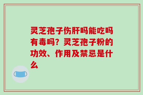 灵芝孢子伤肝吗能吃吗有毒吗?灵芝孢子粉的功效、作用及禁忌是什么-第1张图片-破壁灵芝孢子粉研究指南 灵芝孢子伤肝吗能吃吗有毒吗?灵芝孢子粉的功效、作用及禁忌是什么-第1张图片-破壁灵芝孢子粉研究指南