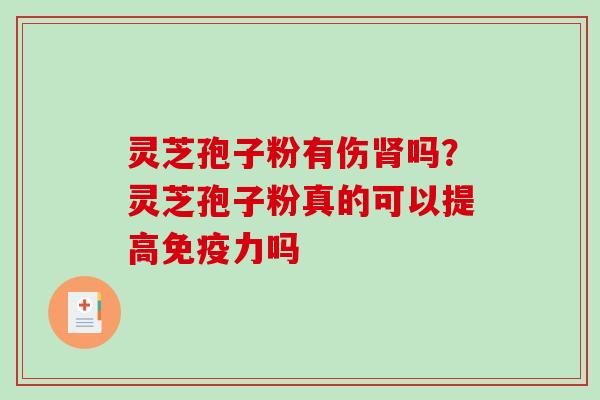 灵芝孢子粉有伤肾吗?灵芝孢子粉真的可以提高免疫力吗-第1张图片-破壁灵芝孢子粉研究指南 灵芝孢子粉有伤肾吗?灵芝孢子粉真的可以提高免疫力吗-第1张图片-破壁灵芝孢子粉研究指南