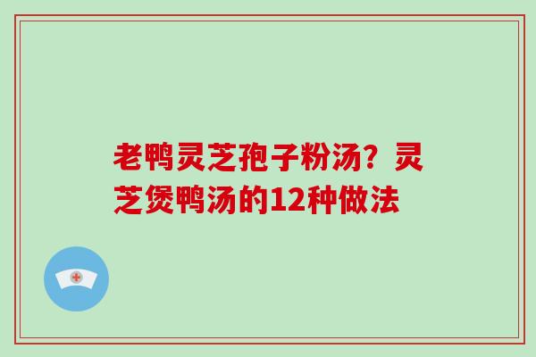 老鸭灵芝孢子粉汤?灵芝煲鸭汤的12种做法-第1张图片-破壁灵芝孢子粉研究指南 老鸭灵芝孢子粉汤?灵芝煲鸭汤的12种做法-第1张图片-破壁灵芝孢子粉研究指南