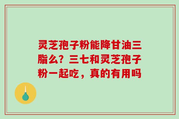 灵芝孢子粉能降甘油三脂么？三七和灵芝孢子粉一起吃，真的有用吗-第1张图片-破壁灵芝孢子粉研究指南