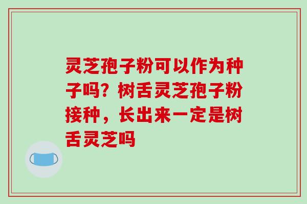 灵芝孢子粉可以作为种子吗？树舌灵芝孢子粉接种，长出来一定是树舌灵芝吗-第1张图片-破壁灵芝孢子粉研究指南