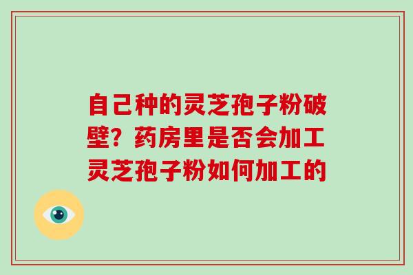 自己种的灵芝孢子粉破壁?药房里是否会加工灵芝孢子粉如何加工的-第1张图片-破壁灵芝孢子粉研究指南 自己种的灵芝孢子粉破壁?药房里是否会加工灵芝孢子粉如何加工的-第1张图片-破壁灵芝孢子粉研究指南