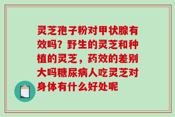 灵芝孢子粉对甲状腺有效吗?野生的灵芝和种植的灵芝,药效的差别大吗糖尿病人吃灵芝对身体有什么好处呢-第1张图片-破壁灵芝孢子粉研究指南 灵芝孢子粉对甲状腺有效吗?野生的灵芝和种植的灵芝,药效的差别大吗糖尿病人吃灵芝对身体有什么好处呢-第1张图片-破壁灵芝孢子粉研究指南