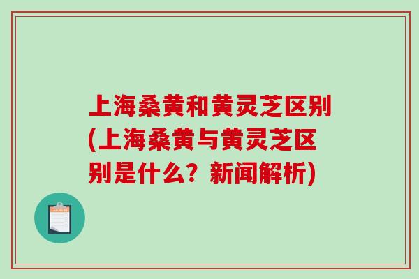 上海桑黄和黄灵芝区别(上海桑黄与黄灵芝区别是什么？新闻解析)-第1张图片-破壁灵芝孢子粉研究指南