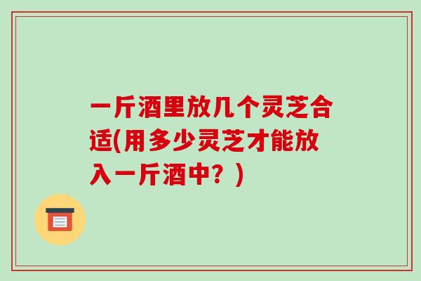 一斤酒里放几个灵芝合适(用多少灵芝才能放入一斤酒中？)-第1张图片-破壁灵芝孢子粉研究指南