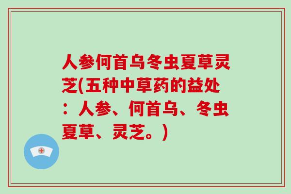 人参何首乌冬虫夏草灵芝(五种中草药的益处:人参、何首乌、冬虫夏草、灵芝。)-第1张图片-破壁灵芝孢子粉研究指南 人参何首乌冬虫夏草灵芝(五种中草药的益处:人参、何首乌、冬虫夏草、灵芝。)-第1张图片-破壁灵芝孢子粉研究指南