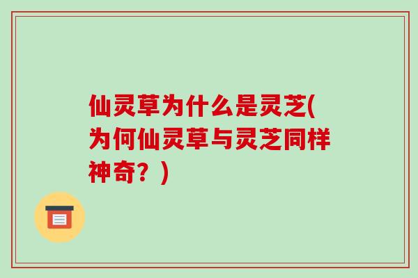 仙灵草为什么是灵芝(为何仙灵草与灵芝同样神奇？)-第1张图片-破壁灵芝孢子粉研究指南