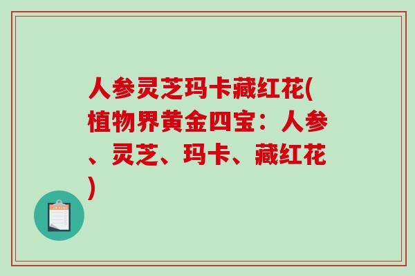人参灵芝玛卡藏红花(植物界黄金四宝:人参、灵芝、玛卡、藏红花)-第1张图片-破壁灵芝孢子粉研究指南 人参灵芝玛卡藏红花(植物界黄金四宝:人参、灵芝、玛卡、藏红花)-第1张图片-破壁灵芝孢子粉研究指南