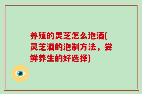 养殖的灵芝怎么泡酒(灵芝酒的泡制方法,尝鲜养生的好选择)-第1张图片-破壁灵芝孢子粉研究指南 养殖的灵芝怎么泡酒(灵芝酒的泡制方法,尝鲜养生的好选择)-第1张图片-破壁灵芝孢子粉研究指南