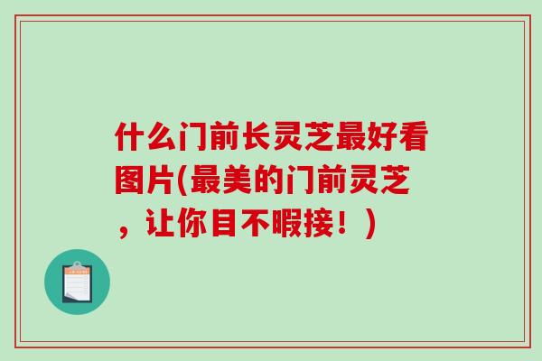 什么门前长灵芝最好看图片(最美的门前灵芝，让你目不暇接！)-第1张图片-破壁灵芝孢子粉研究指南