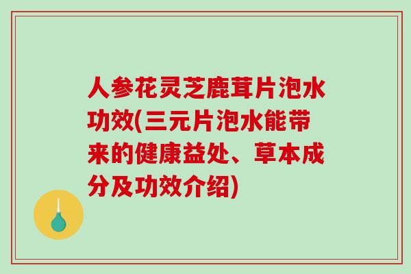 人参花灵芝鹿茸片泡水功效(三元片泡水能带来的健康益处、草本成分及功效介绍)-第1张图片-破壁灵芝孢子粉研究指南 人参花灵芝鹿茸片泡水功效(三元片泡水能带来的健康益处、草本成分及功效介绍)-第1张图片-破壁灵芝孢子粉研究指南