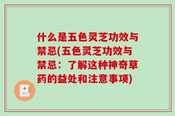 什么是五色灵芝功效与禁忌(五色灵芝功效与禁忌:了解这种神奇草药的益处和注意事项)-第1张图片-破壁灵芝孢子粉研究指南 什么是五色灵芝功效与禁忌(五色灵芝功效与禁忌:了解这种神奇草药的益处和注意事项)-第1张图片-破壁灵芝孢子粉研究指南