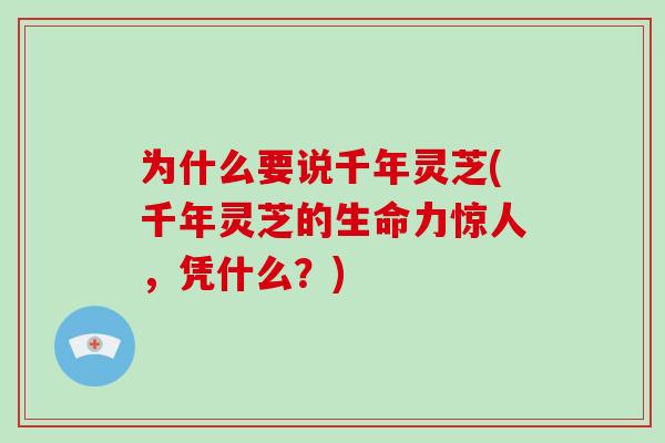 为什么要说千年灵芝(千年灵芝的生命力惊人,凭什么?)-第1张图片-破壁灵芝孢子粉研究指南 为什么要说千年灵芝(千年灵芝的生命力惊人,凭什么?)-第1张图片-破壁灵芝孢子粉研究指南