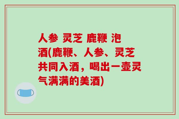 人参 灵芝 鹿鞭 泡酒(鹿鞭、人参、灵芝共同入酒,喝出一壶灵气满满的美酒)-第1张图片-破壁灵芝孢子粉研究指南 人参 灵芝 鹿鞭 泡酒(鹿鞭、人参、灵芝共同入酒,喝出一壶灵气满满的美酒)-第1张图片-破壁灵芝孢子粉研究指南