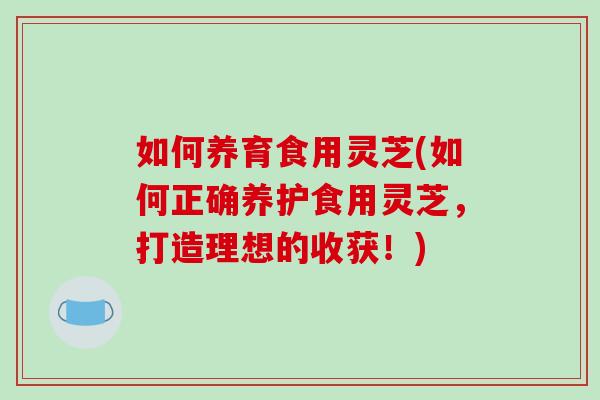 如何养育食用灵芝(如何正确养护食用灵芝，打造理想的收获！)-第1张图片-破壁灵芝孢子粉研究指南