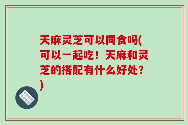 天麻灵芝可以同食吗(可以一起吃！天麻和灵芝的搭配有什么好处？)-第1张图片-破壁灵芝孢子粉研究指南