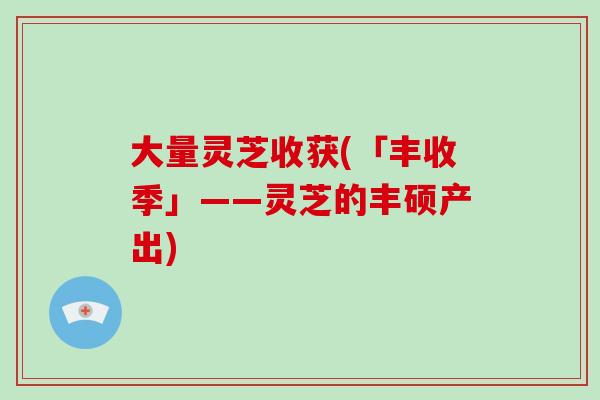 大量灵芝收获(「丰收季」——灵芝的丰硕产出)-第1张图片-破壁灵芝孢子粉研究指南