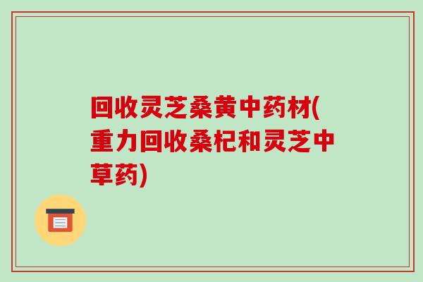 回收灵芝桑黄中药材(重力回收桑杞和灵芝中草药)-第1张图片-破壁灵芝孢子粉研究指南