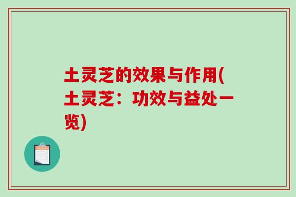 土灵芝的效果与作用(土灵芝：功效与益处一览)-第1张图片-破壁灵芝孢子粉研究指南